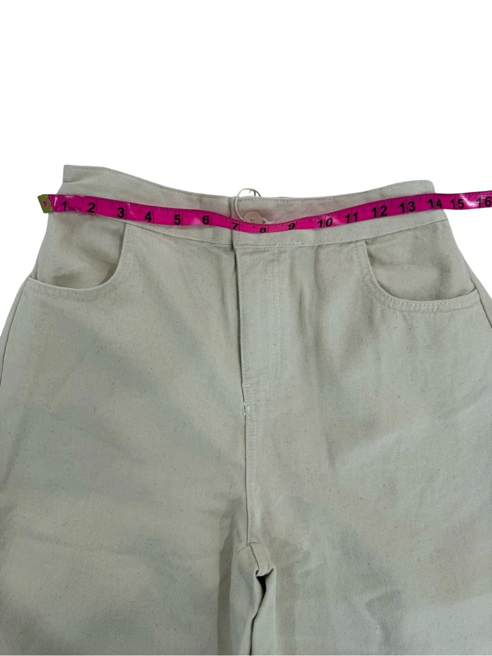 NWT ZARA Signature Denim Elasticated Bermuda Shorts Ecru Women’s Small